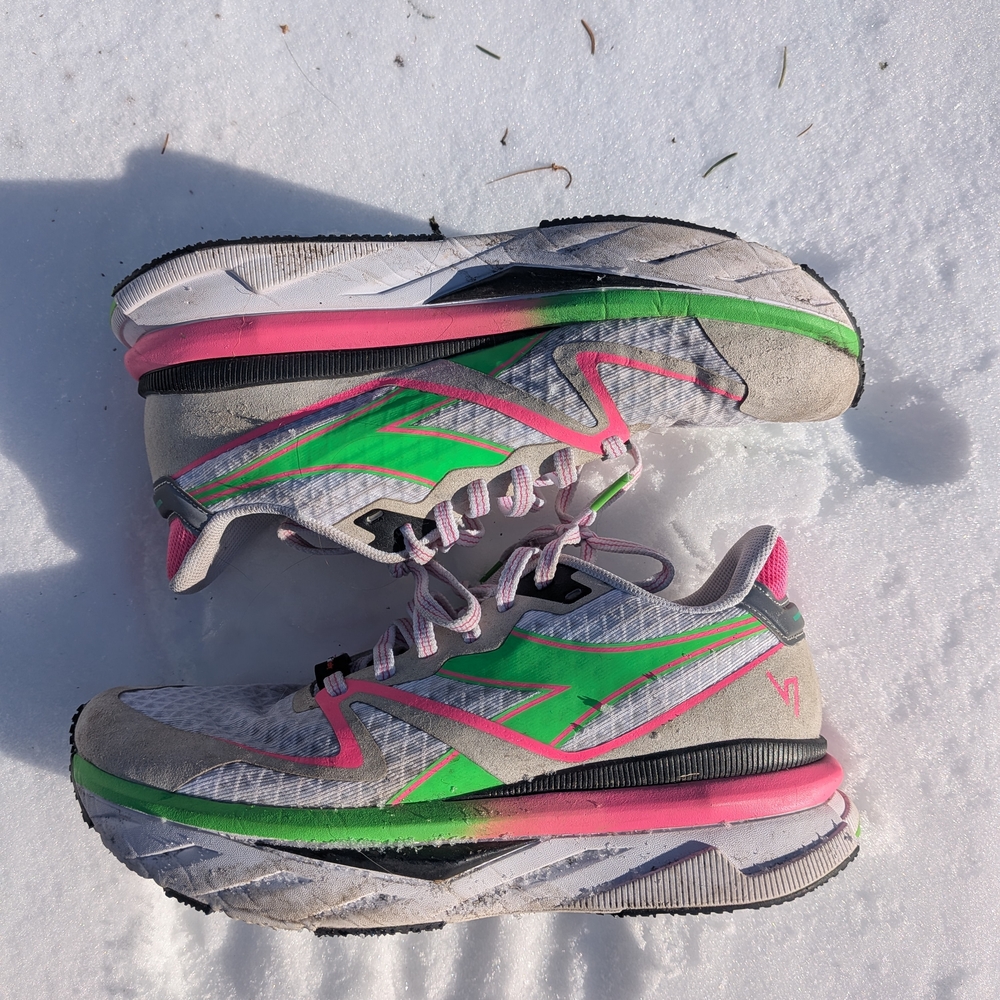 Diadora Women's Athletic Shoes - Gray, Green, and Pink